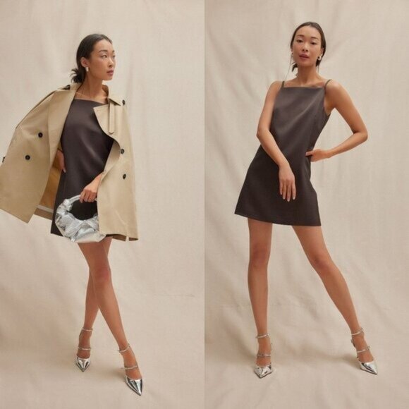 Tuckernuck Dresses & Skirts - Tuckernuck Chocolate Satin Lara Square Neck Party Cocktail Formal Mini Dress 4